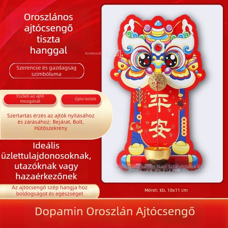 Függő kiegészítő - fa, kézzel készített, Lion Doorbell, Stílus: aranyos/retro/kreatív/kínai, Kód: Magnetic Doorbell Refrigerator Sticker