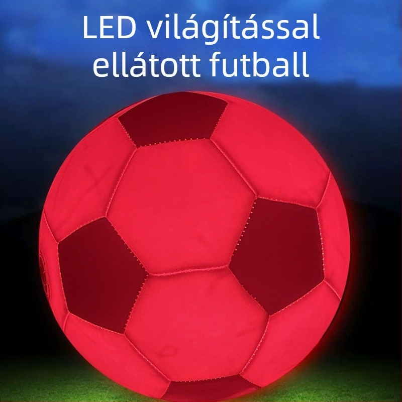 LED világító futball-labda, PVC anyag, gépi varrással, testreszabható logó, gyerekek és diákok edzéséhez alkalmas