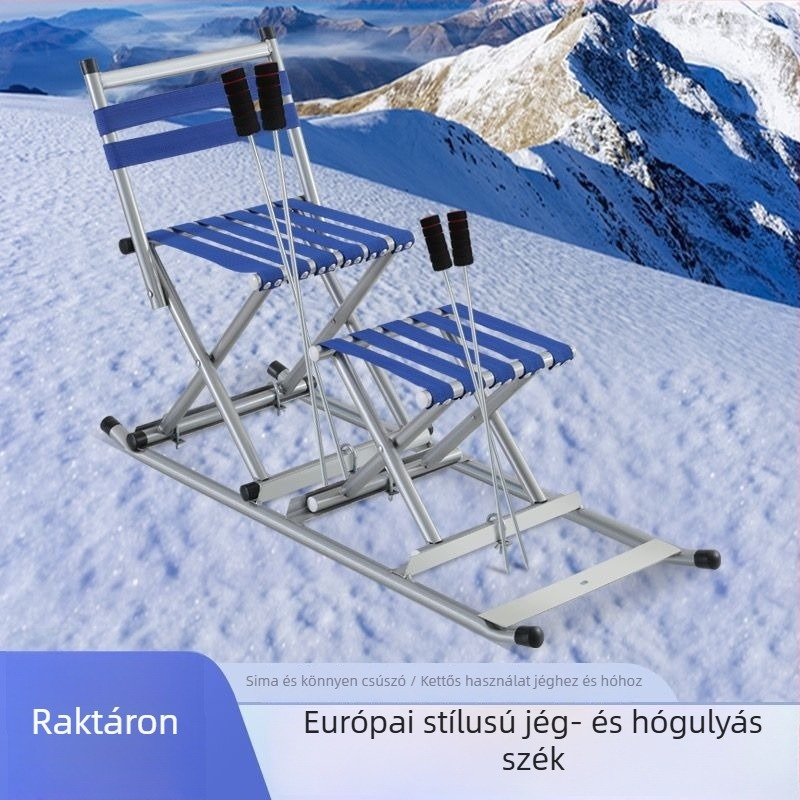 Fa jégszán gyerekeknek és felnőtteknek, összecsukható kivitel, Amber márka, téli szabadtéri sportok