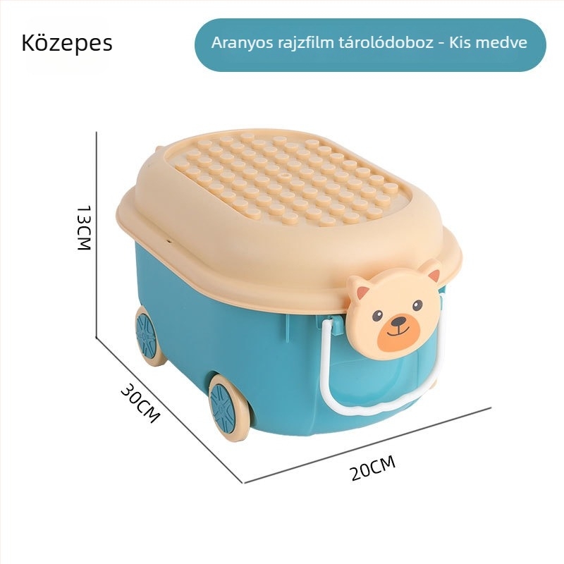 PP műanyag játék tároló doboz gyerekeknek, kacsa alakú, görgős, összehajtható és hordozható, 0-5 L kapacitás