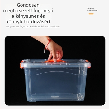 Fedéllel ellátott tároló doboz, áttetsző PP anyagból, vastagított, víz- és porálló, kézben vihető