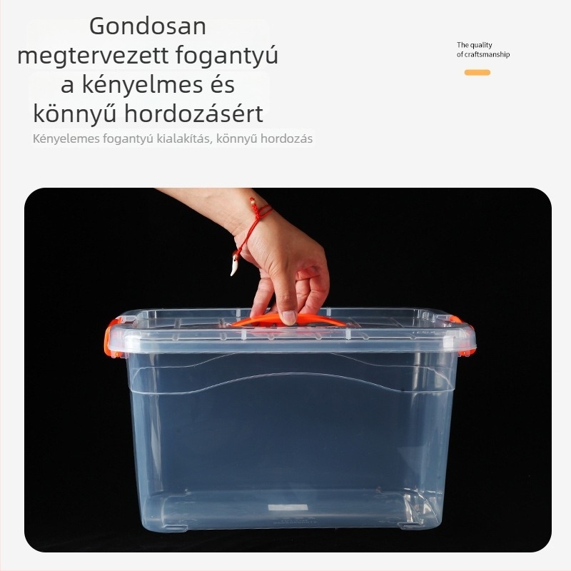 Fedéllel ellátott tároló doboz, áttetsző PP anyagból, vastagított, víz- és porálló, kézben vihető