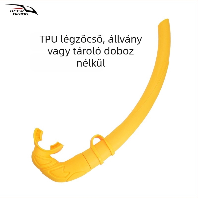 Szilikon/TPU anyagú sznorkel légzőcső, puha, tárolóval, felnőtteknek és gyerekeknek
