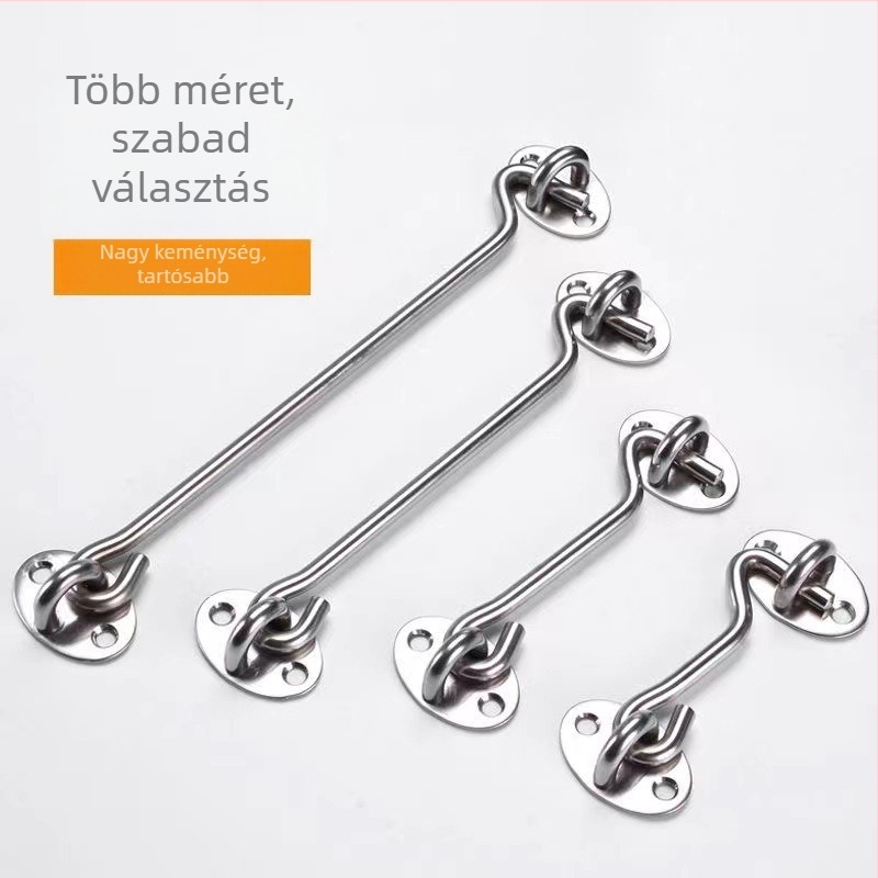 Rozsdamentes acél ablak horog – modell Window Wind Hook, Anyag: rozsdamentes acél, Felület: polírozott elektroplatázás, Használat: ajtó/ablak zár, Márka: Three Cats