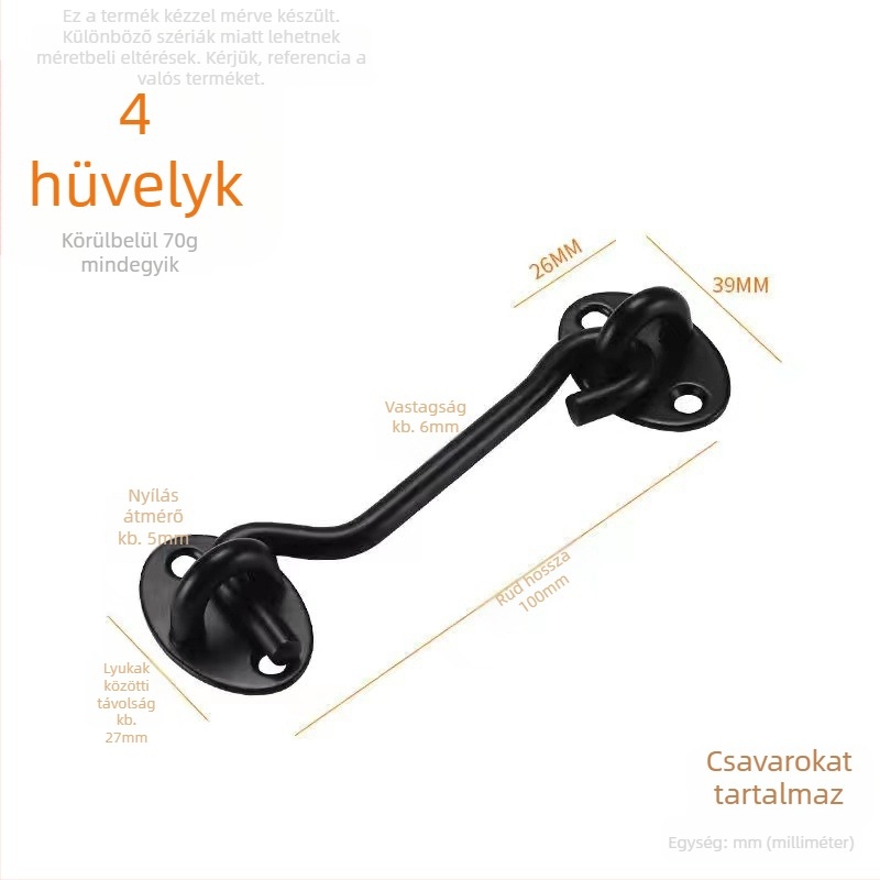 Rozsdamentes acél ablak horog – modell Window Wind Hook, Anyag: rozsdamentes acél, Felület: polírozott elektroplatázás, Használat: ajtó/ablak zár, Márka: Three Cats