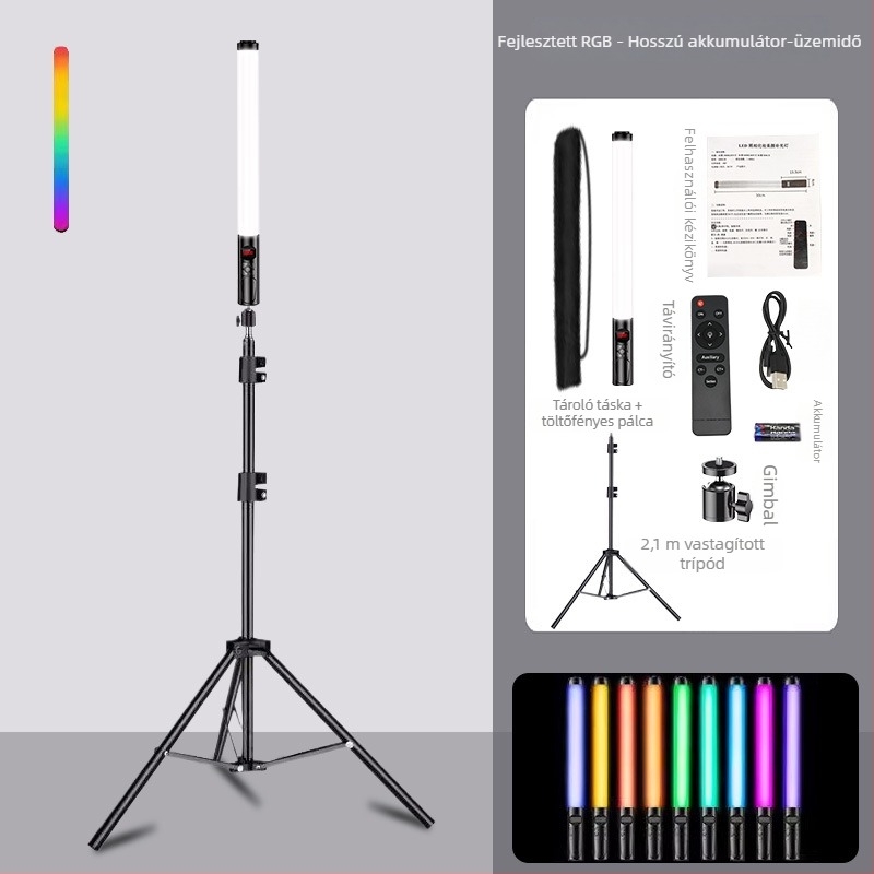 Hordozható RGB fotózás világítás, USB tápegység, 23W, 3200K színhőmérséklet, E27 foglalat