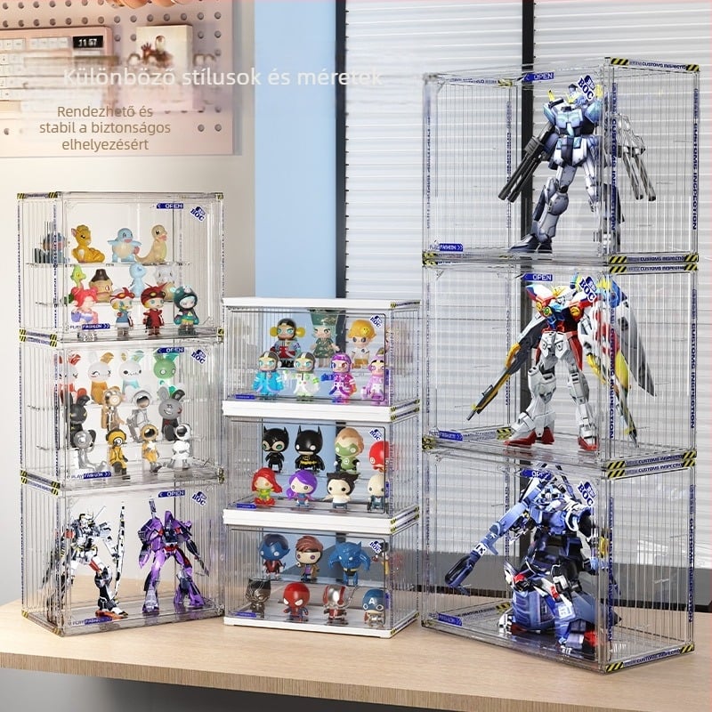 Műanyag figurák kiállítására szolgáló doboz logónyomtatással, testreszabható, modern minimalista dizájn