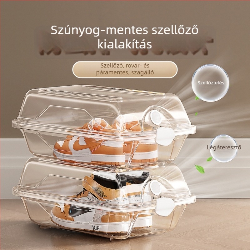 DF003 PP műanyag cipősdoboz, átlátszó, egymásra tehető, 1L kapacitás