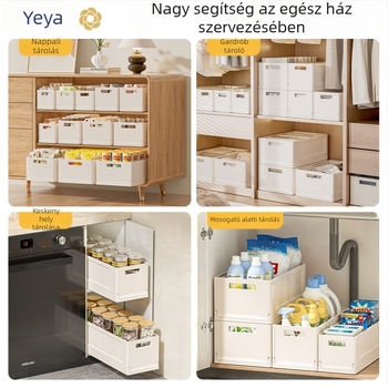 Fiókos mély konyhai tároló doboz, összecsukható, fedél nélküli, halmozható, 3 L, PP