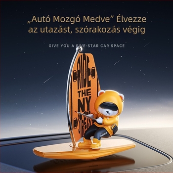Autó műszerfal díszfigura – lengő szörföző medve, illatosítóval