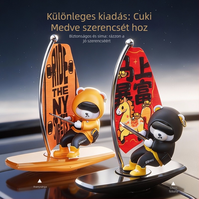 Autó műszerfal díszfigura – lengő szörföző medve, illatosítóval