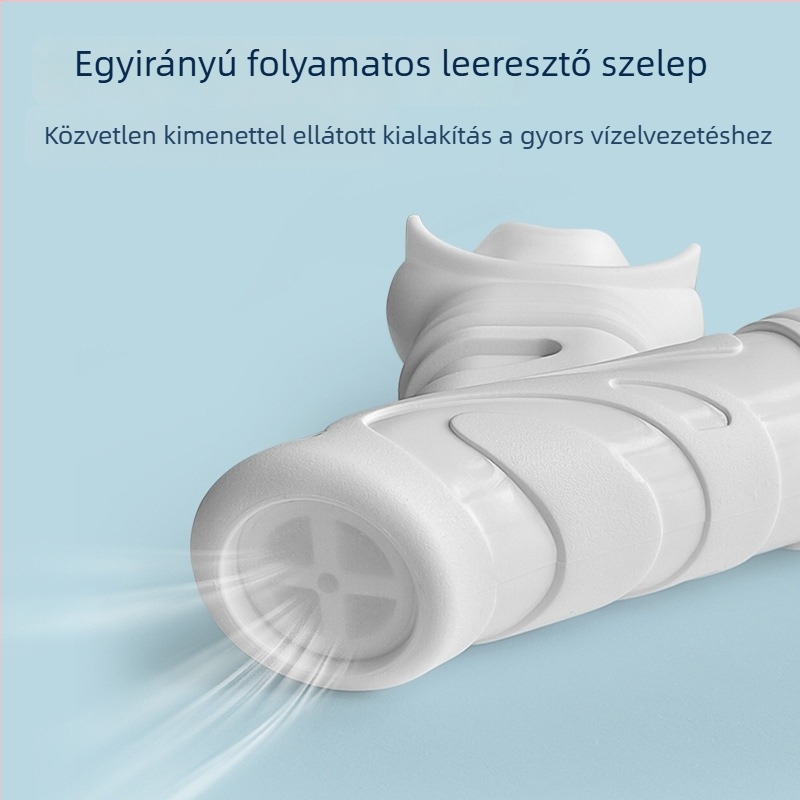 Teljesen száraz sznorkel, lebegő típusú alatti légzőberendezés, nyelv-támasztó szájrész, anyagok: folyékony szilikon + PVC, felnőtteknek