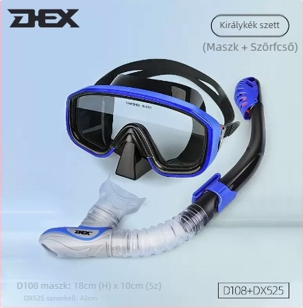 Búvár szemüveg száraz légzőcsővel és antifog lencsékkel – háromrészes snorkel-készlet
