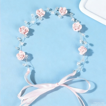 Sportos fejkendő virággal, puha agyagból, kézzel készített, női stílus, virág forma, hajkiegészítő