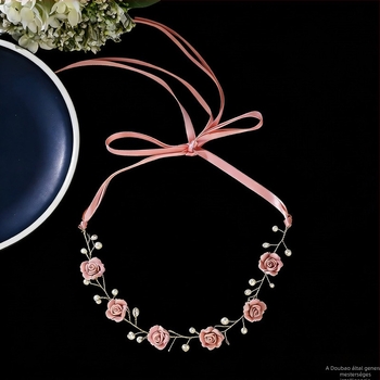 Sportos fejkendő virággal, puha agyagból, kézzel készített, női stílus, virág forma, hajkiegészítő