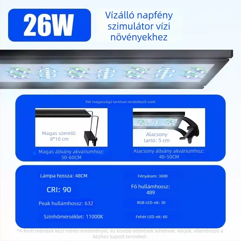 Akvaráriumi fény – teljes spektrum, 15W, alumínium ötvözet, telefonos vezérlés, 1 kg
