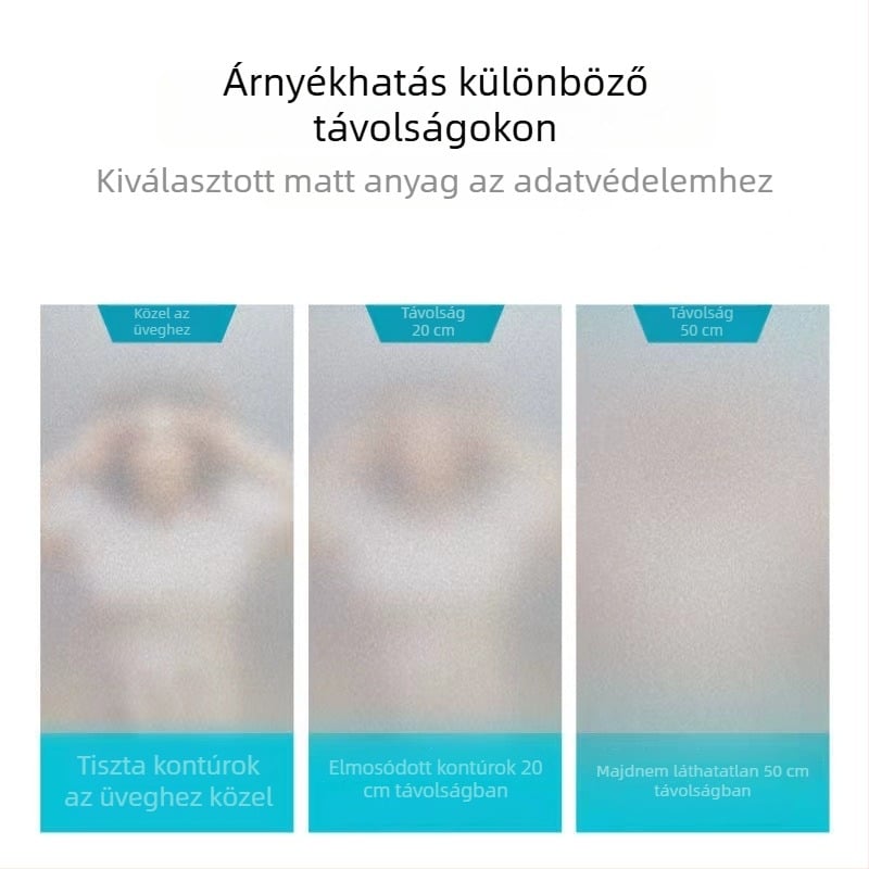 Elektrosztatikus üveg magánéletvédő fólia – fényáteresztő, nem átlátszó, geometriai mintázat, iroda és nappali számára
