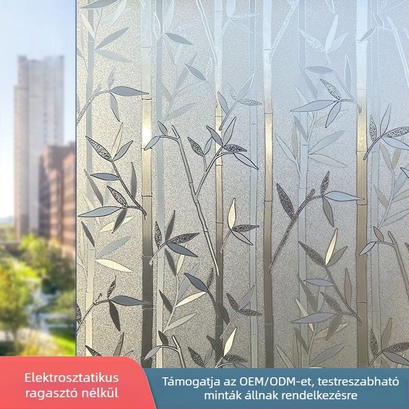 Elektrosztatikus üveg magánéletvédő fólia – fényáteresztő, nem átlátszó, geometriai mintázat, iroda és nappali számára