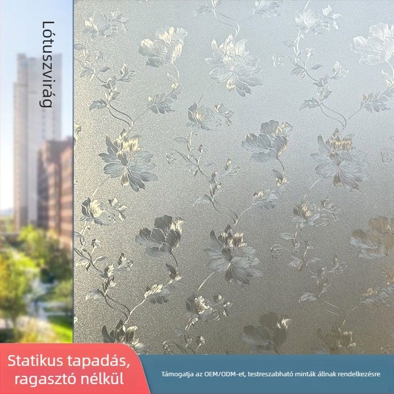 Elektrosztatikus üveg magánéletvédő fólia – fényáteresztő, nem átlátszó, geometriai mintázat, iroda és nappali számára