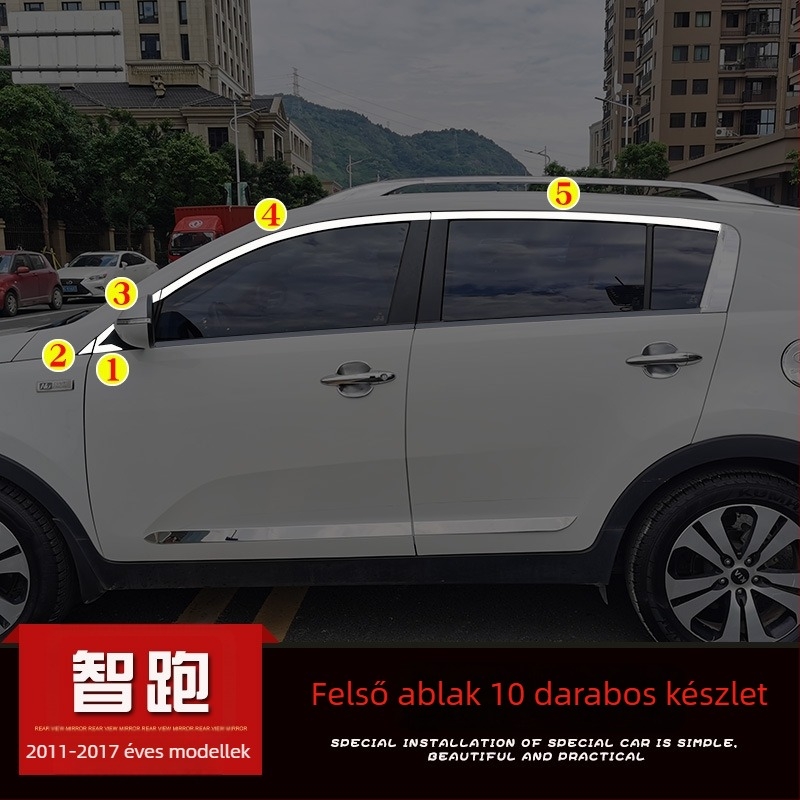 Just Right Kia Sportage 2011-2017 ablak- és ajtókeret dekoratív fényes csík, ajtókezelés módosítás