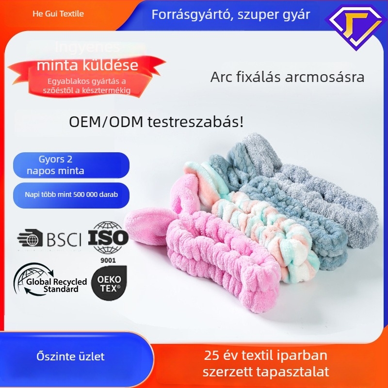 Koreai stílusú arcmosó fejkendő, kockás mintával Hg27