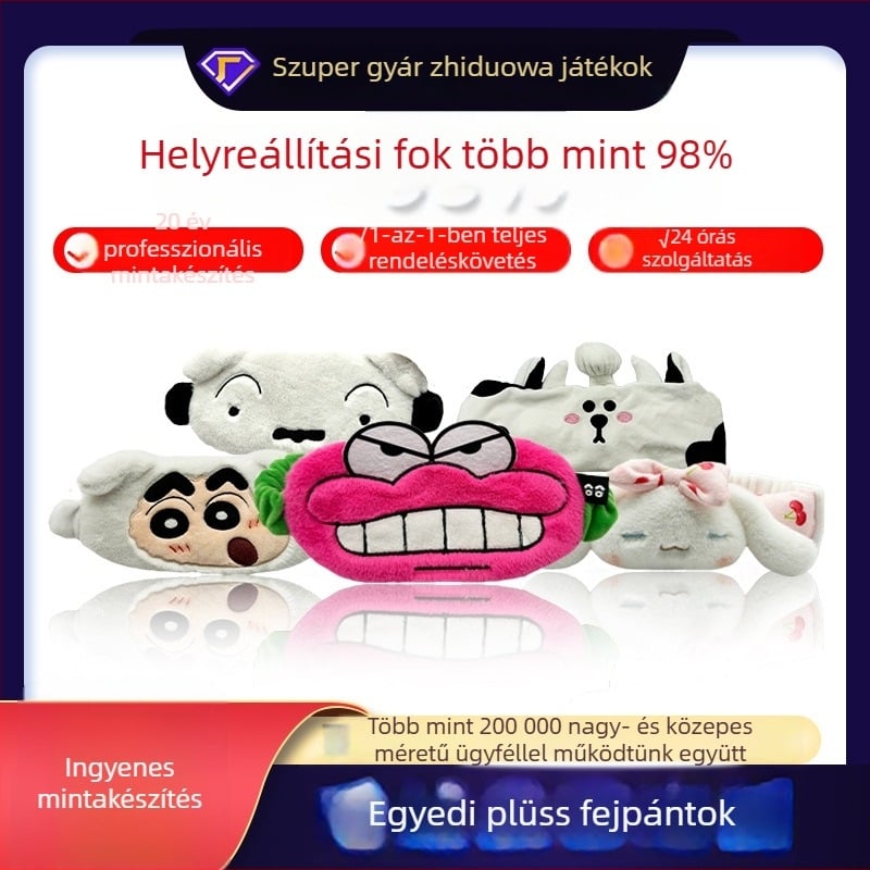 Személyre szabott plüss fejpánt korall-színű velúrral, állatmintás, kötött