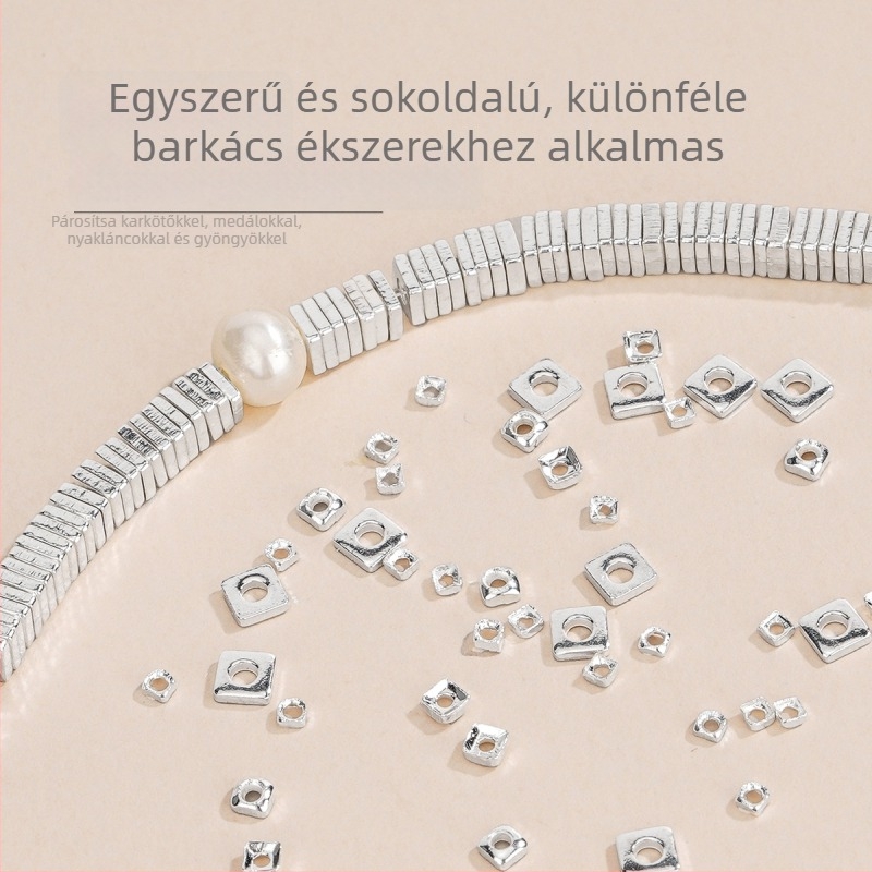 Silver Love S925 – Négyzet alakú összetört ezüst spacer gyöngyök DIY karkötő- és nyaklánckészítéshez