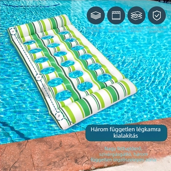 Felfújható vízi relaxáló felnőtteknek – vastagabb úszóágy, színes csíkos minta