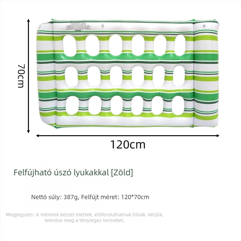 Felfújható vízi relaxáló felnőtteknek – vastagabb úszóágy, színes csíkos minta
