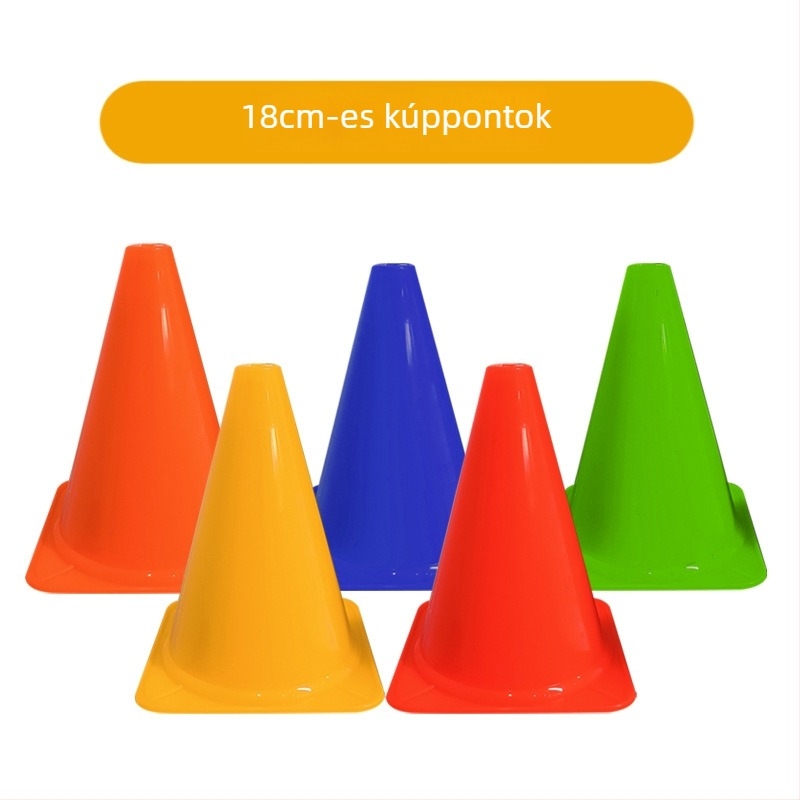 18 cm jelzőkúp, 23 cm kúp labdás edzéshez, 32 cm akadályjelzők a futball-edzéshez