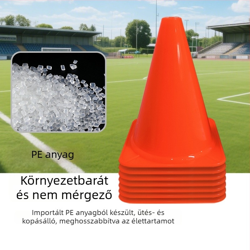 18 cm jelzőkúp, 23 cm kúp labdás edzéshez, 32 cm akadályjelzők a futball-edzéshez