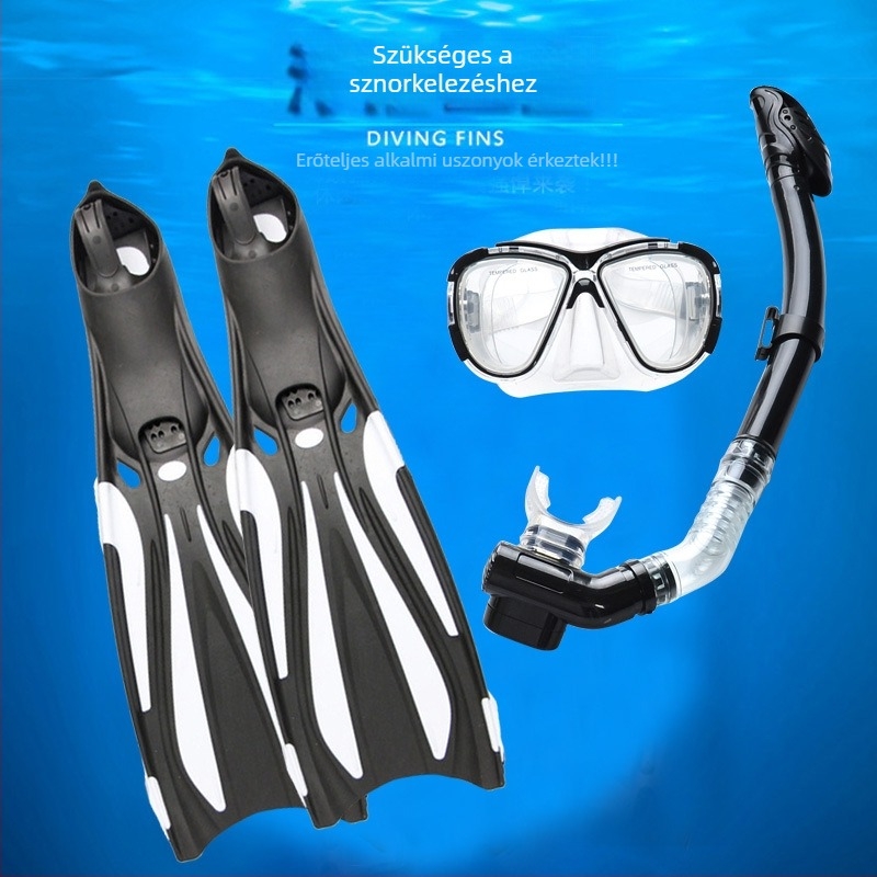 Búvár szemüveg, száraz légzőcső, hosszú uszonyok, zárt talpú uszonyok, úszóedzés, snorkelázás, háromrészes merülő készlet