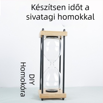 Üveg homokóra saját magad tölthető homokkal, fa DIY gravírozás, függő dekoráció