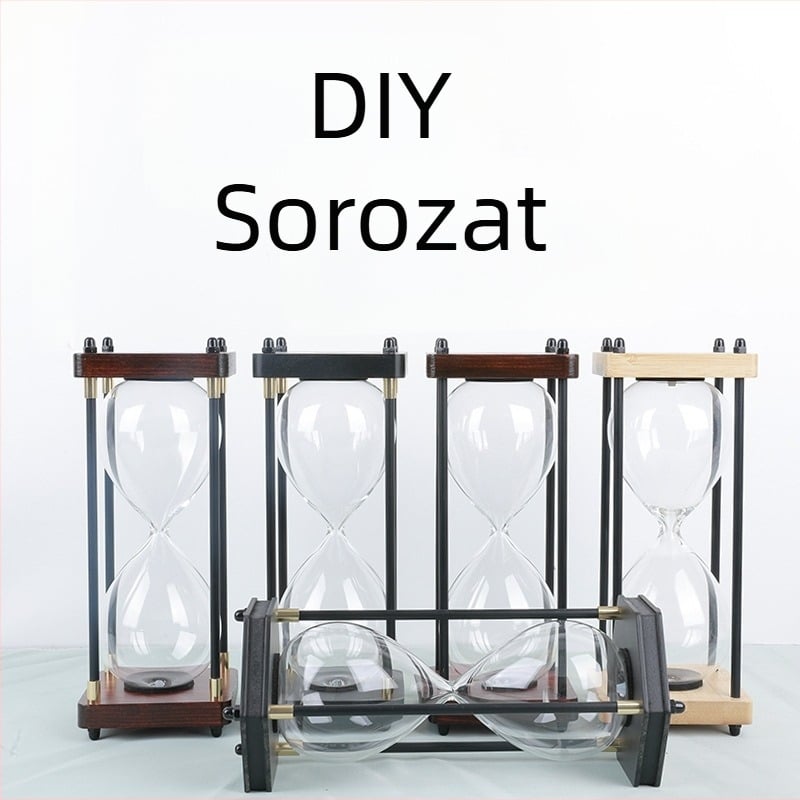 Üveg homokóra saját magad tölthető homokkal, fa DIY gravírozás, függő dekoráció