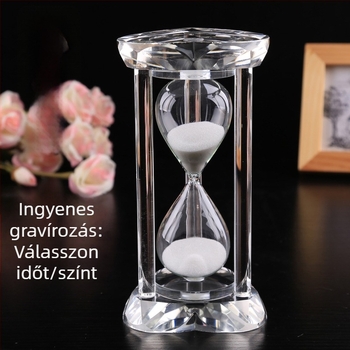 Kristályhomokóra időmérő 15–60 percig – irodai dekoráció, születésnapi ajándék