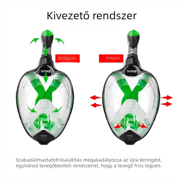 Wave búvármaszk és száraz snorkel készlet – szabad merüléshez, nagy keret, páramentesítő hatás, szilikon, Guangzhou eredet, WAVE/OEM, más kategória, testreszabható