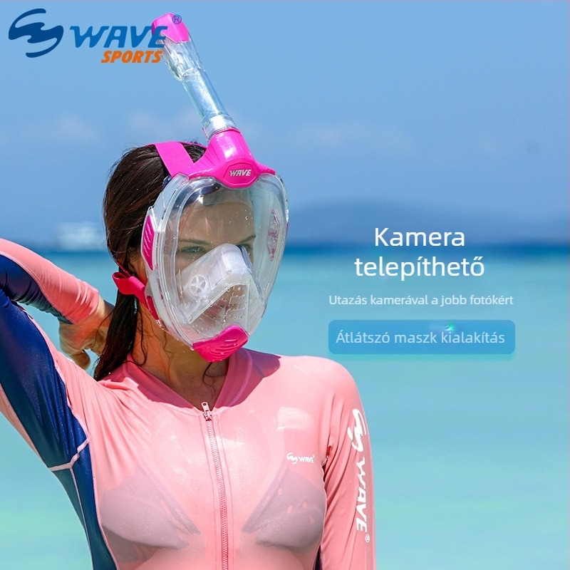 Wave búvármaszk és száraz snorkel készlet – szabad merüléshez, nagy keret, páramentesítő hatás, szilikon, Guangzhou eredet, WAVE/OEM, más kategória, testreszabható