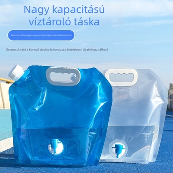 Kültéri 10 L-es víztáska, összecsukható, hordozható víztartály csappal, műanyag tartály kempingezéshez