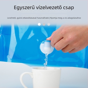 Kültéri 10 L-es víztáska, összecsukható, hordozható víztartály csappal, műanyag tartály kempingezéshez