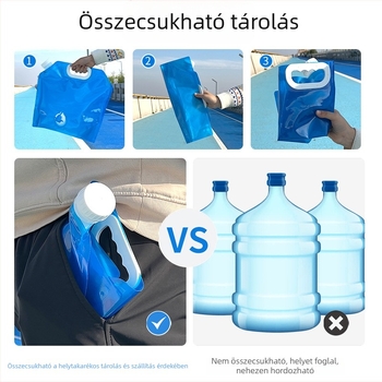 Kültéri 10 L-es víztáska, összecsukható, hordozható víztartály csappal, műanyag tartály kempingezéshez
