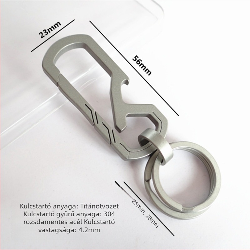 Titánium ötvözet kulcstartó, egységes kialakítás, titániumötvözet medál, modern minimalist stílus