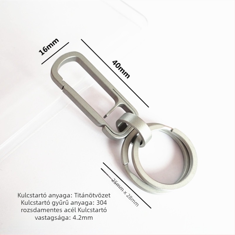 Titánium ötvözet kulcstartó, egységes kialakítás, titániumötvözet medál, modern minimalist stílus