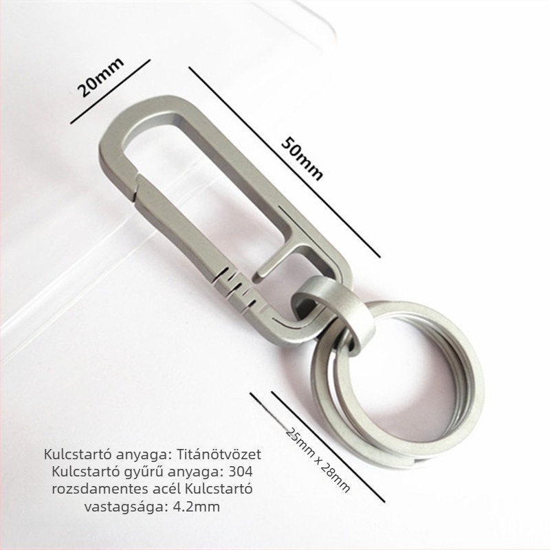 Titánium ötvözet kulcstartó, egységes kialakítás, titániumötvözet medál, modern minimalist stílus