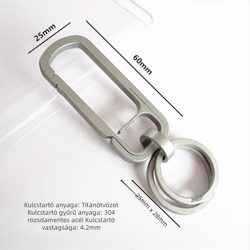 Titánium ötvözet kulcstartó, egységes kialakítás, titániumötvözet medál, modern minimalist stílus