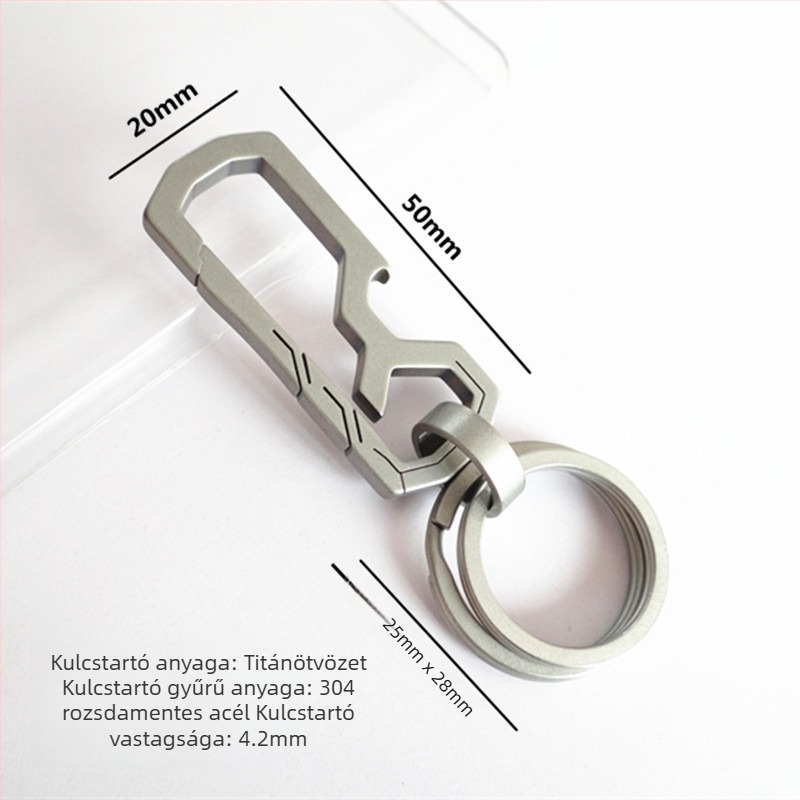 Titánium ötvözet kulcstartó, egységes kialakítás, titániumötvözet medál, modern minimalist stílus