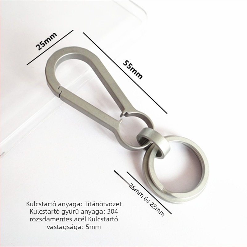 Titánium ötvözet kulcstartó, egységes kialakítás, titániumötvözet medál, modern minimalist stílus