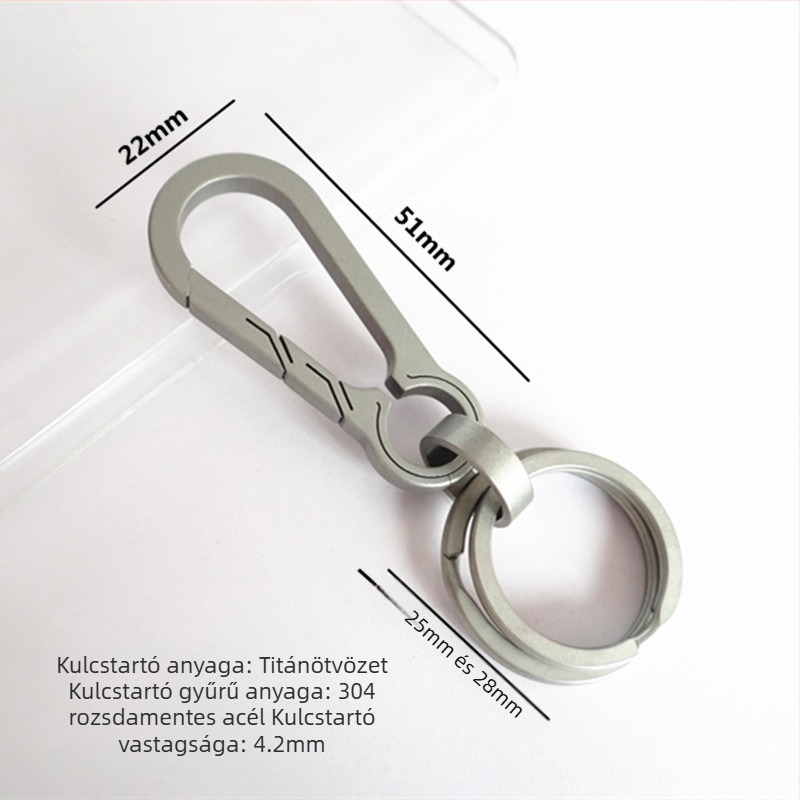 Titánium ötvözet kulcstartó, egységes kialakítás, titániumötvözet medál, modern minimalist stílus