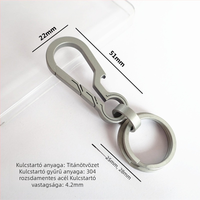 Titánium ötvözet kulcstartó, egységes kialakítás, titániumötvözet medál, modern minimalist stílus