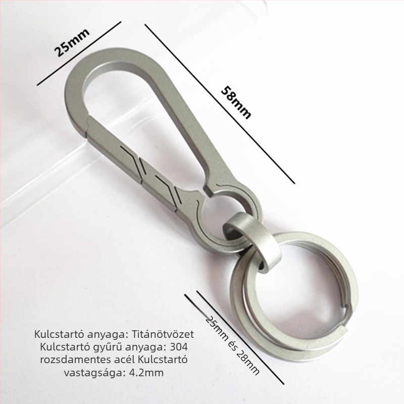 Titánium ötvözet kulcstartó, egységes kialakítás, titániumötvözet medál, modern minimalist stílus