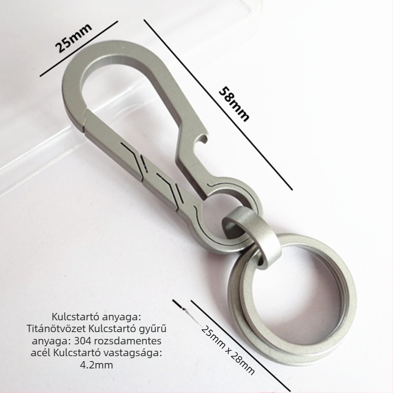 Titánium ötvözet kulcstartó, egységes kialakítás, titániumötvözet medál, modern minimalist stílus